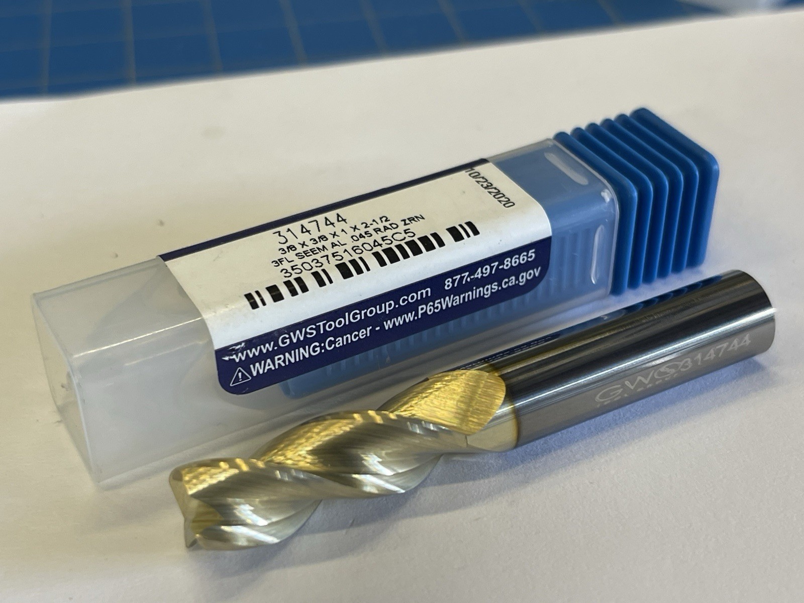 GWS 314744 3/8” 3 Flute Carbide End Mill 1” Loc .045” Corner Radius – ZRN