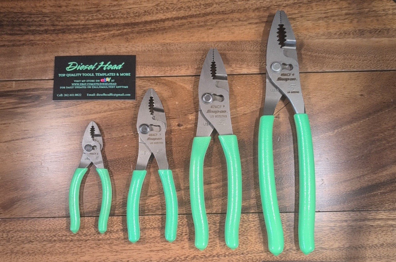 *NEW* Snap On Tools 44ACF/46ACF/47ACF/49ACF Green Comfort Combination Pliers
