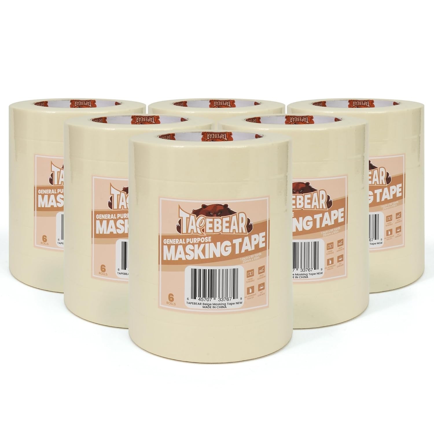Versatile 36-Pack of 1″ x 60 Yards Beige Painters Tape for Crafts & Labels