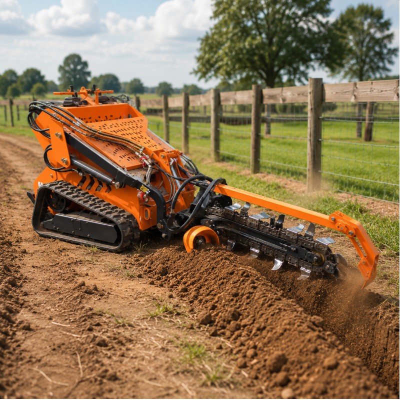 8in Mini Trencher Ditch Digger Heavy-Duty Landhonor 9-15 GPM Skid Attachment