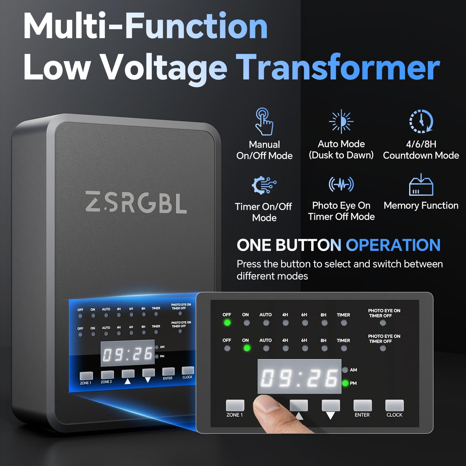 600W Low Voltage Transformer with 2 Zone Independent Control 120V AC to 12/14V A