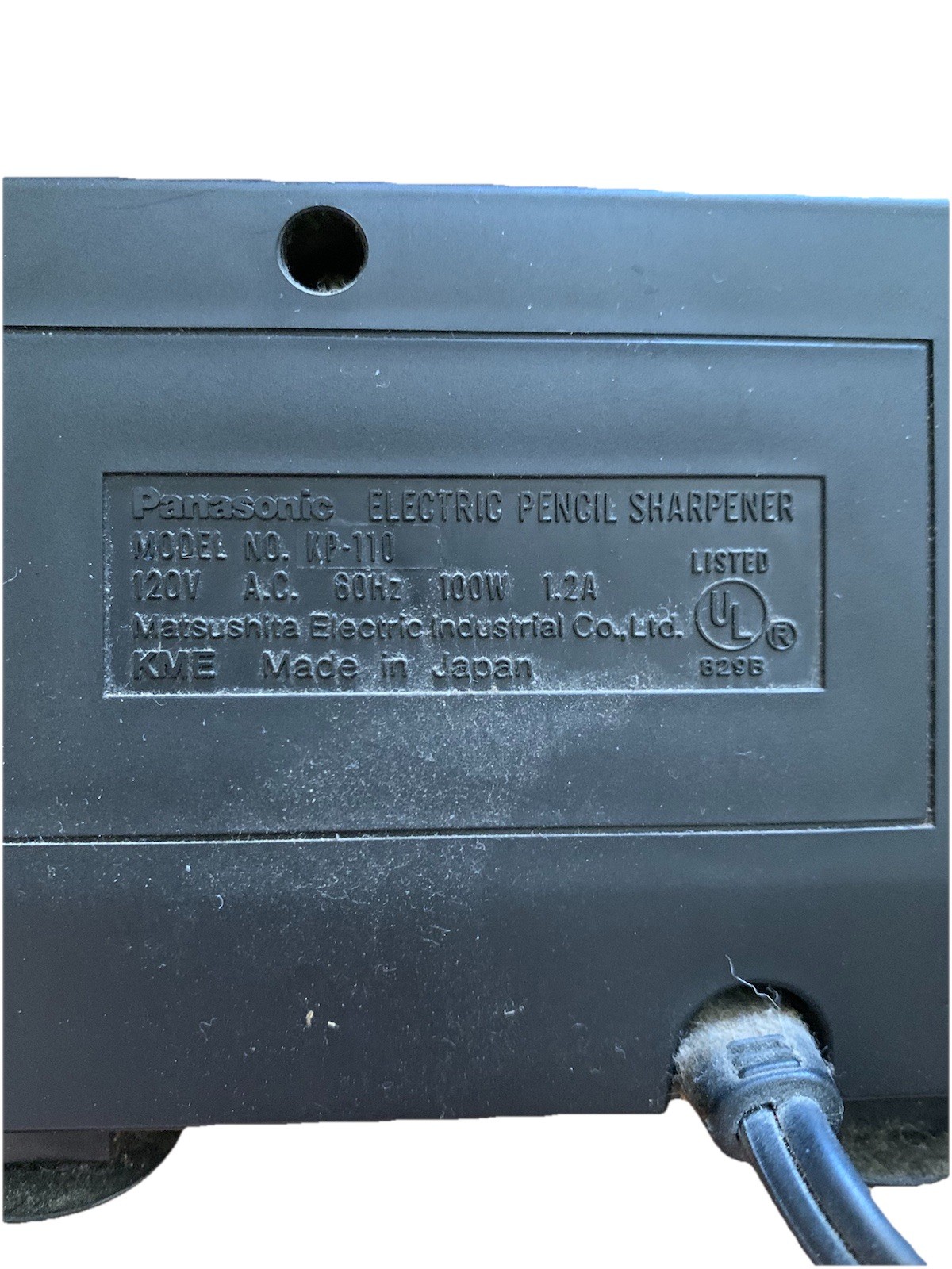 Vintage Panasonic Auto-Stop Electric Pencil Sharpener Black Model KP-110 Tested