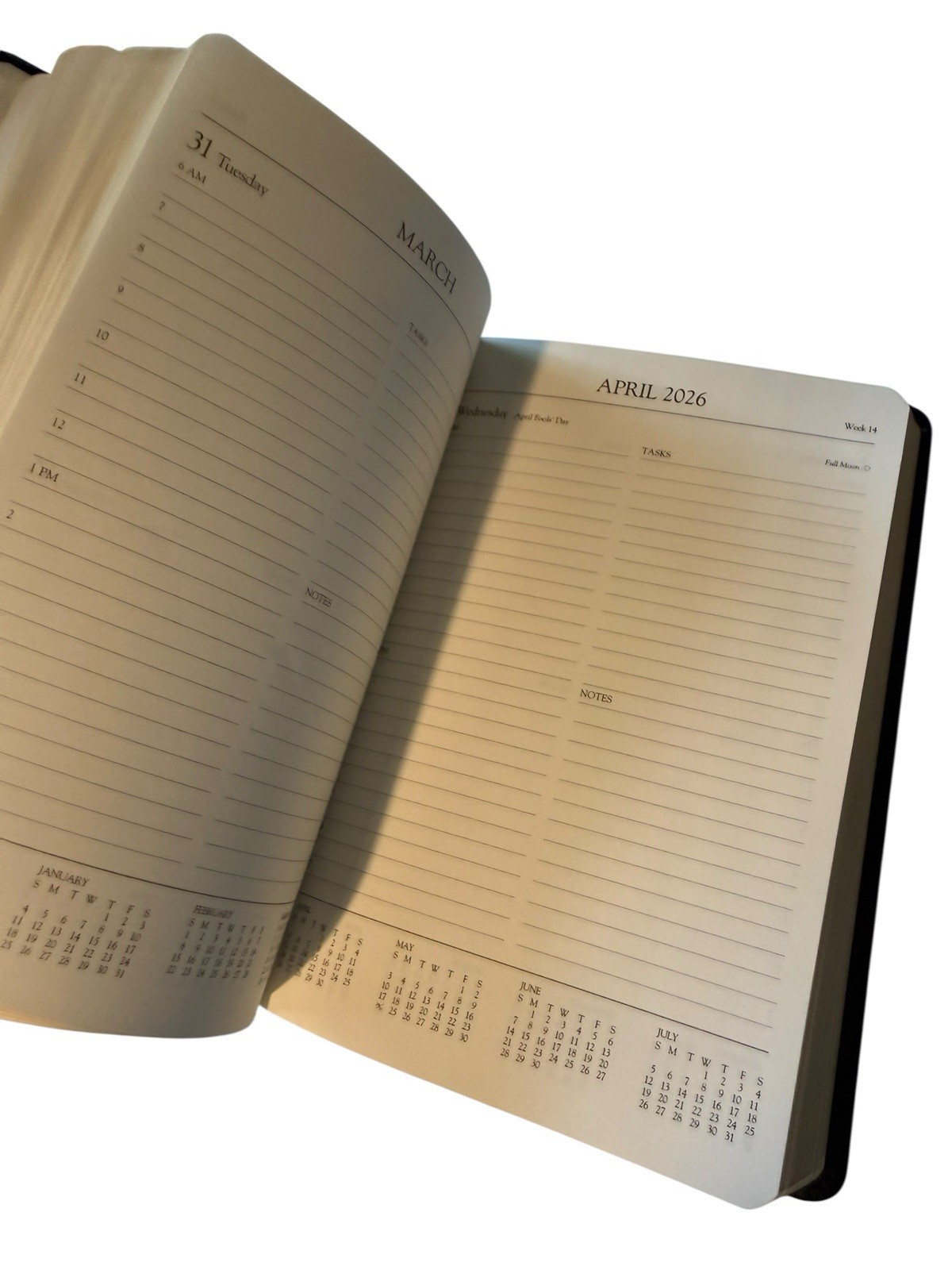 New Gallery Leather 2026 Daily Planner Black Notes Tasks Format 8” X 5.5”