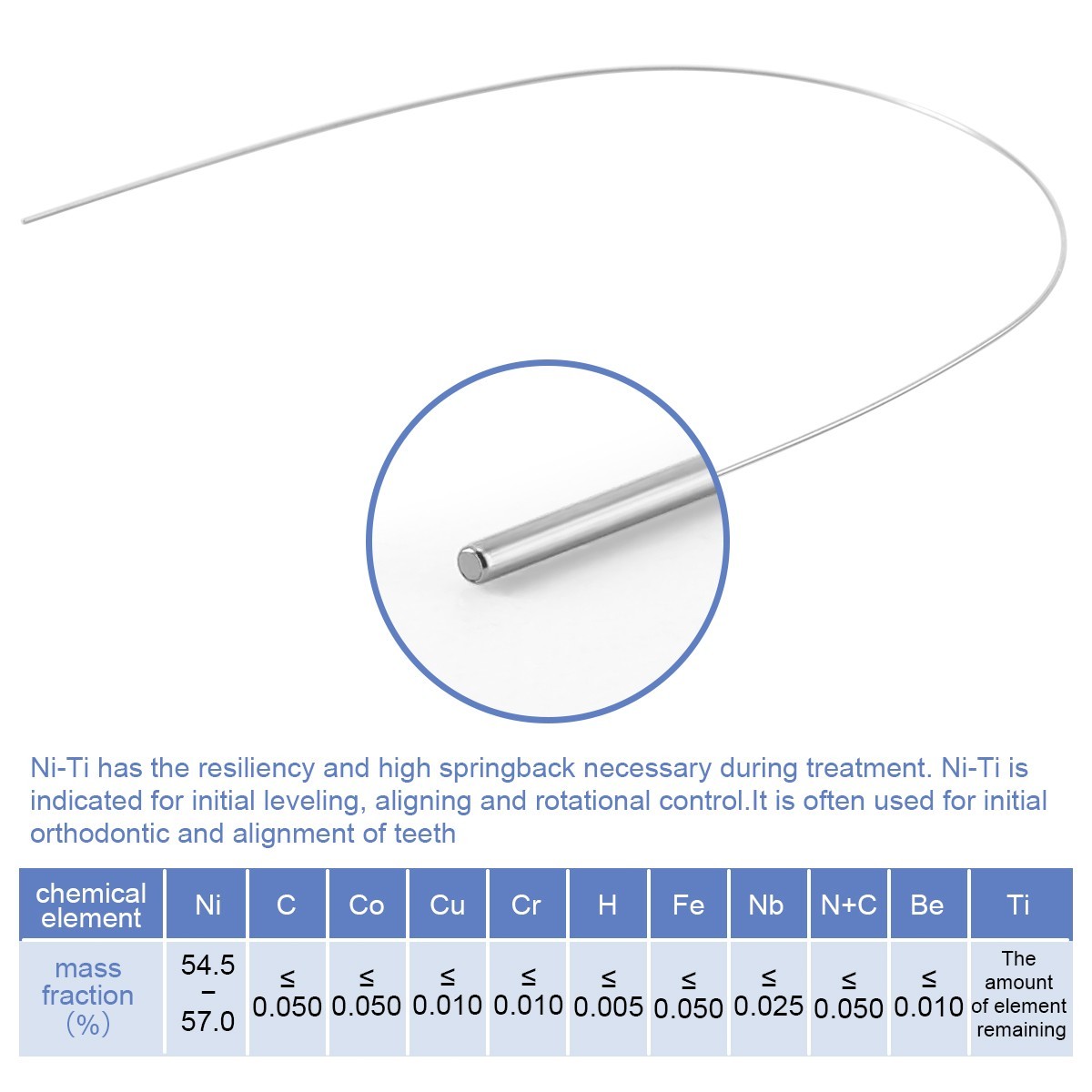 AZDENT Dental Orthodontic Niti Arch Wire Round Nature Form 10pcs/pack