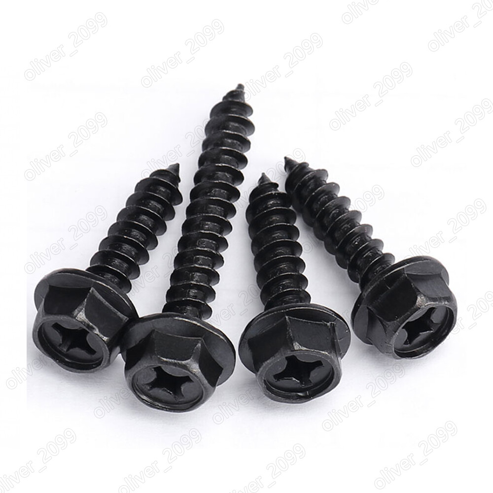 Black Steel Phillips Cross Hex Flange Head Self Tapping Screws M4 M5 M6 M8