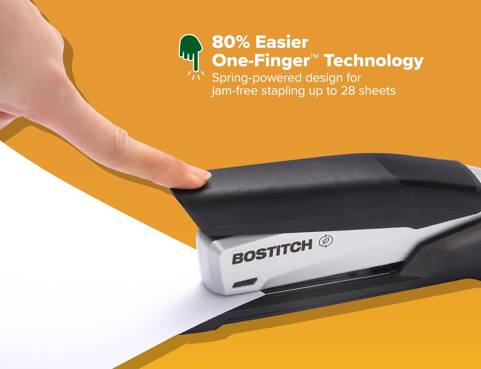 Bostitch Office Inpower Desktop Eco-Friendly Stapler One-Finger Technology