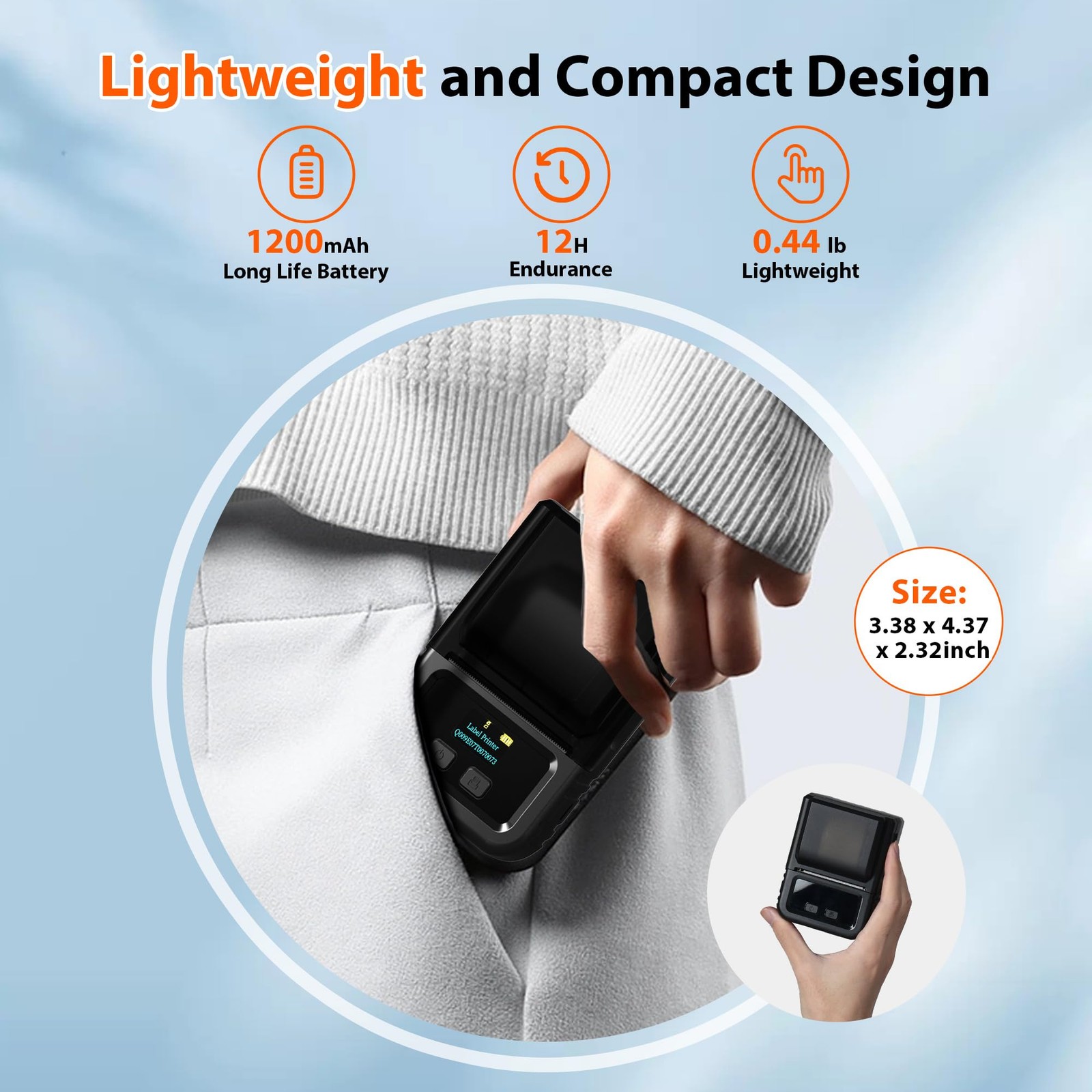 Phomemo M120 Bluetooth Label Maker, Thermal 4.37X3.39X2.32 Inch, Black