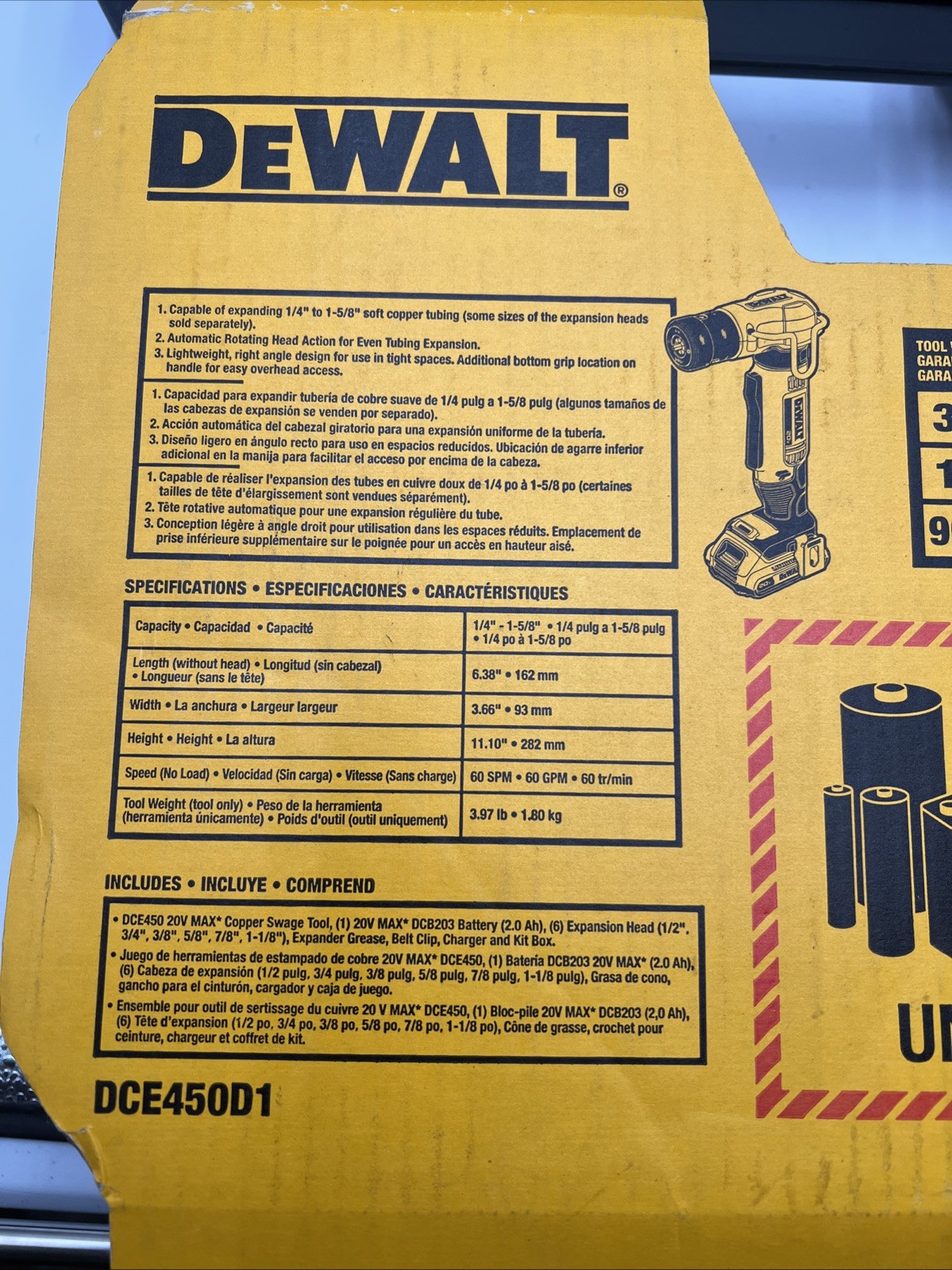 DEWALT DCE450D1 20V MAX Copper Swage Tool Kit – Battery/Charger Included