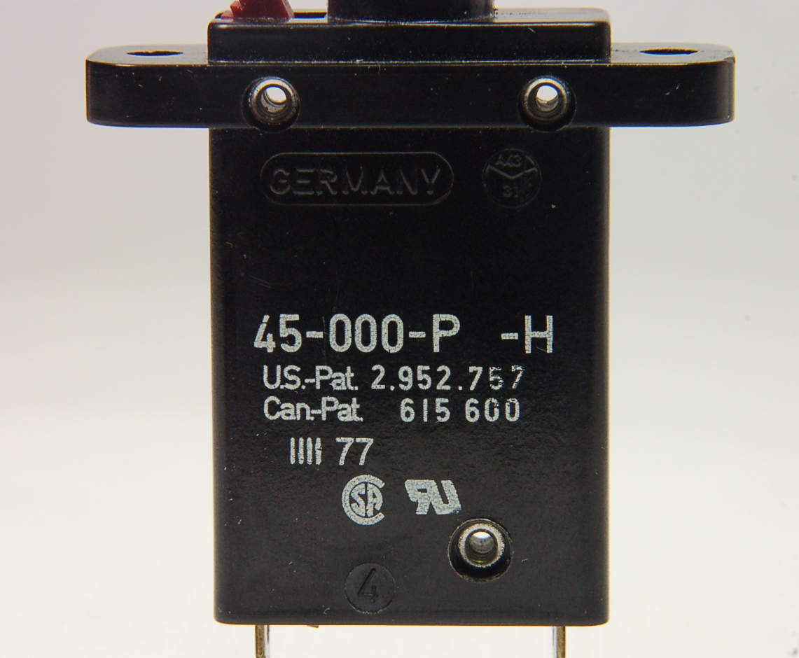 E-T-A (ETA) – 45-000-P-H – 2.5 Amp Circuit Breaker. SP 2.5Amp 250VAC