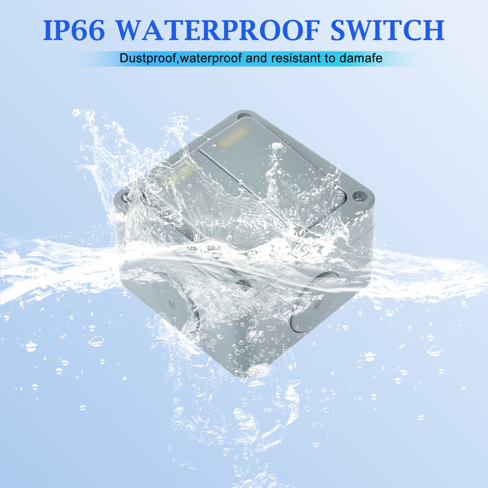 2 Gang IP66 Weatherproof Outdoor Light Switch 10A 110-250V SPDT for Yard Garage