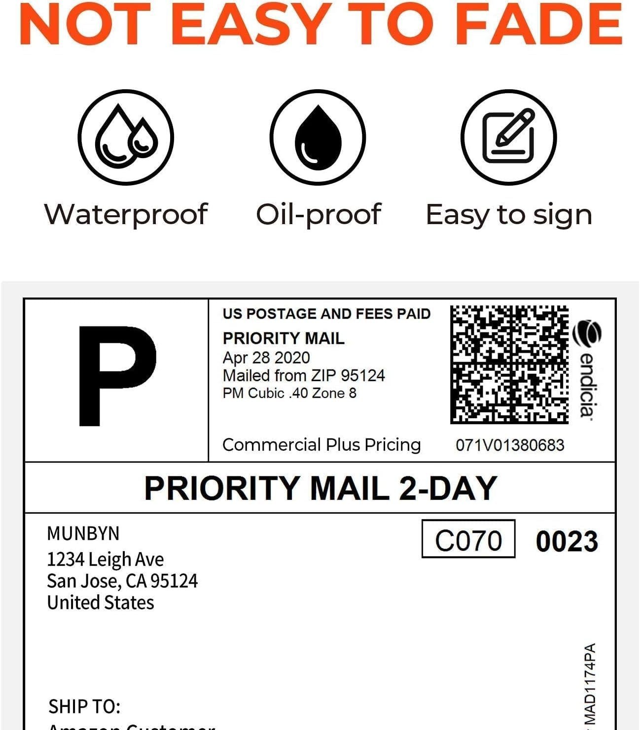 4×6 Fanfold Direct Thermal Shipping Labels for Zebra & Rollo Printer 100 Labels