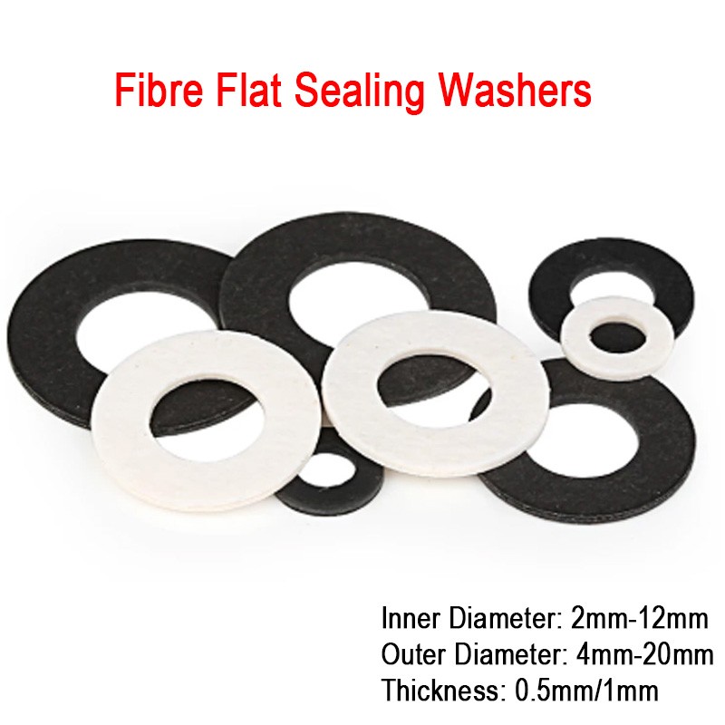 White/Black Fibre Flat Sealing Washers Seal Washer Metric M2 M2.5 M3 M3.5 M4-M12