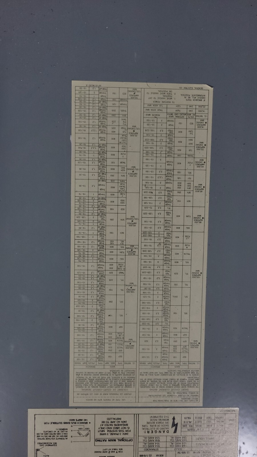 General Electric A-Series Lighting Panelboard 400A 120/208V 3P 3PH 4W 42 Circuit