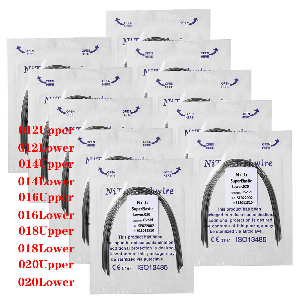 10 Bolsas Arcos de Dental Ortodoncia Redondos Niti Arco de Alambre Su Arch Wire