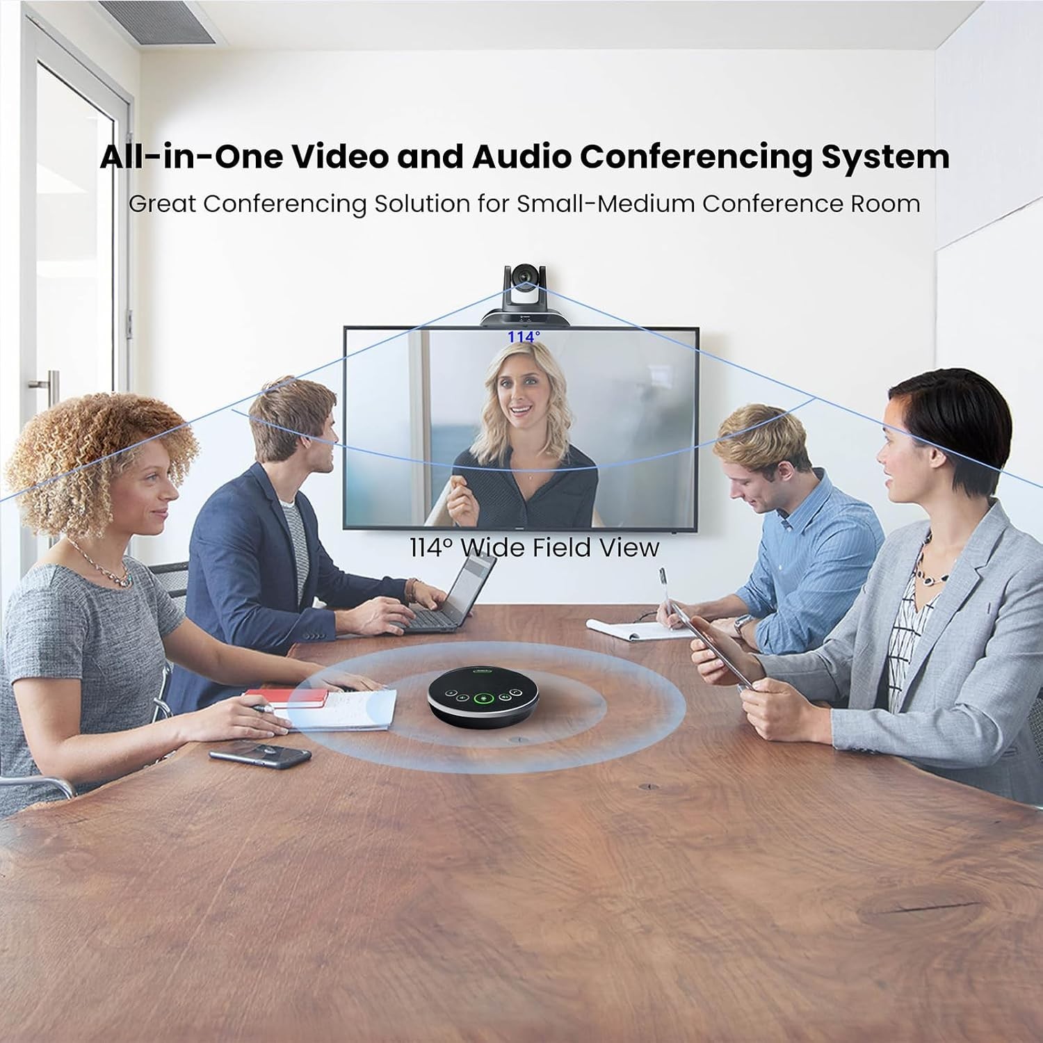 All-in-One AI Auto-Tracking HD Conference Camera and Bluetooth Speaker System
