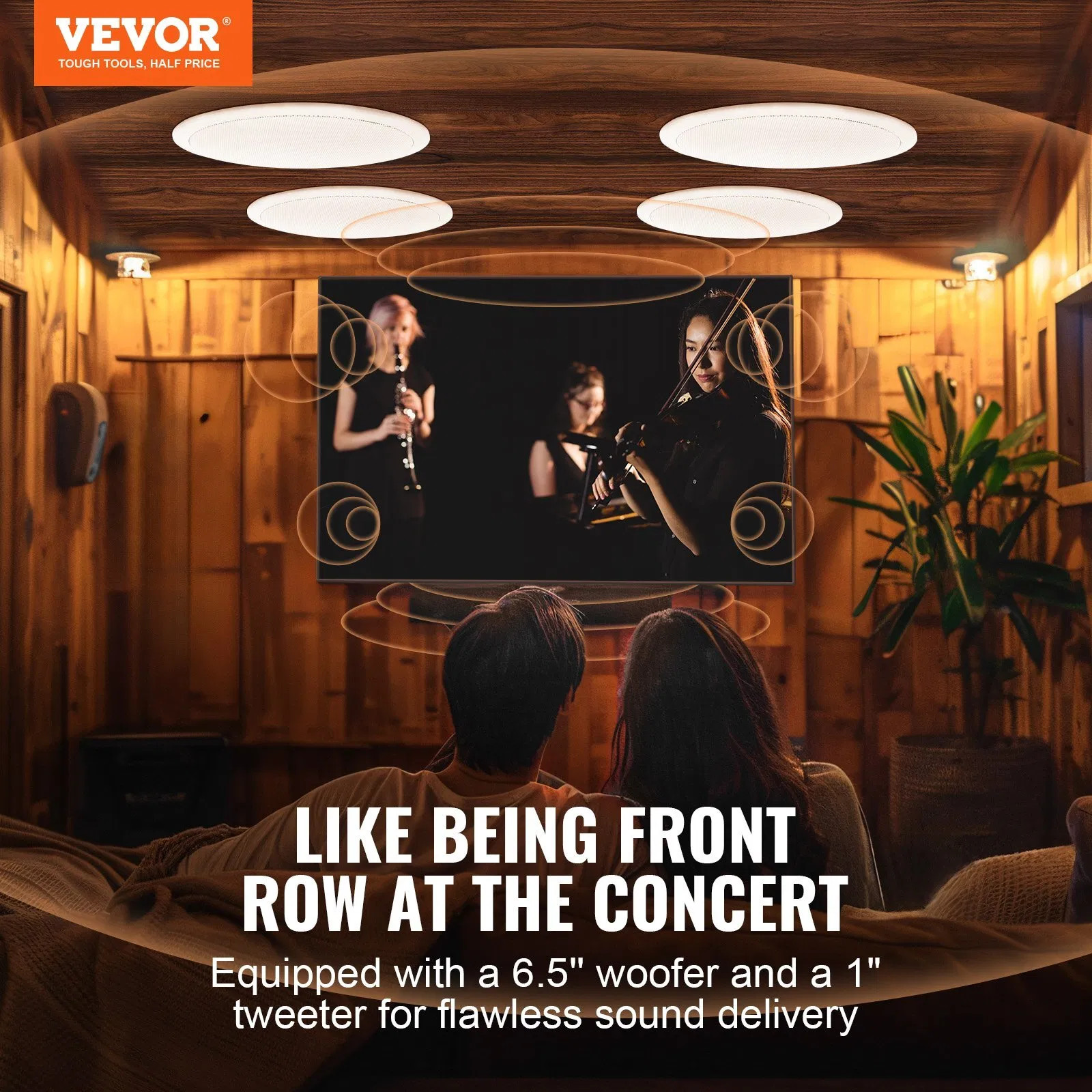 4 PCs 6.5» Bluetooth in Ceiling Speakers, 150W, Flush Mount Ceiling & in-Wall S