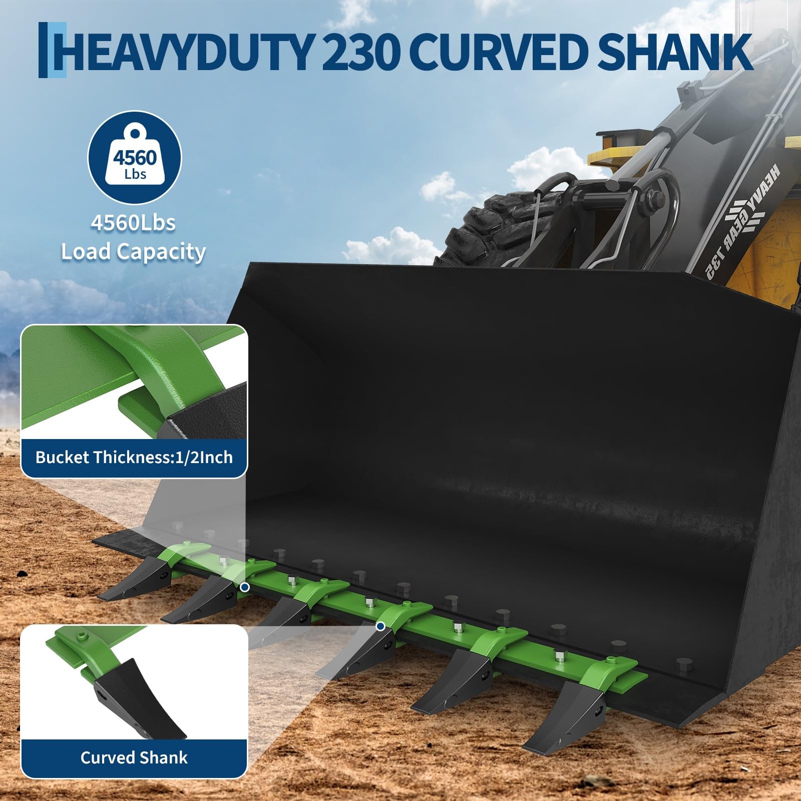 48/60/72 IN Steel Bucket Tooth Bar 4560Lbs Fits Bucket Cutting Edges 1/2″or Less