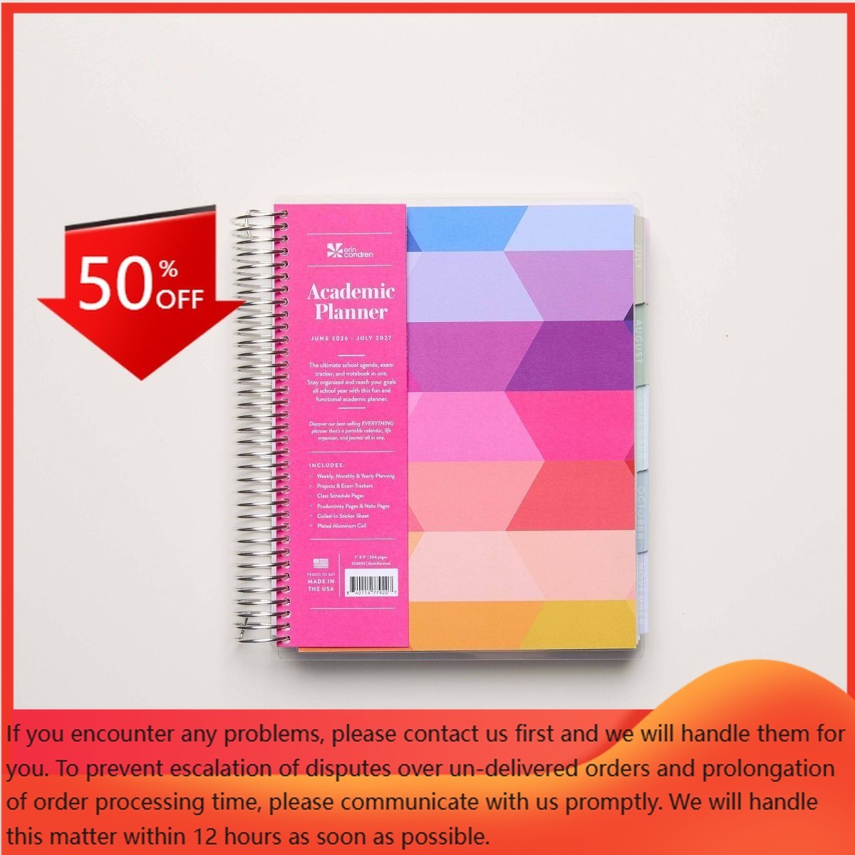 Erin Condren 5.875″x8.25″ 2026-2027 12 Months Academic Planner Multi-Faceted
