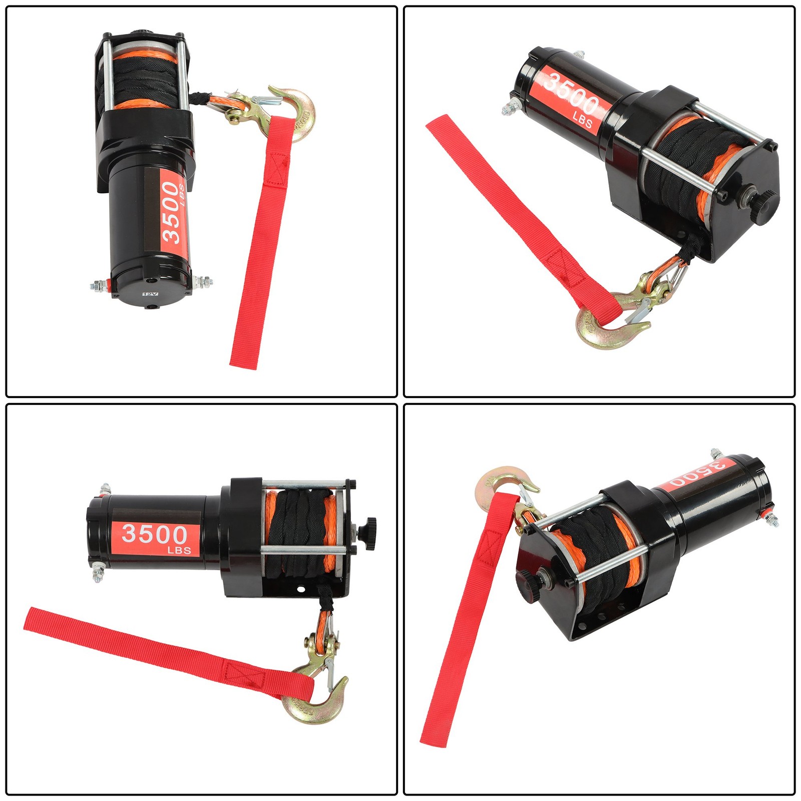 3500lbs Electric Winch 12VDC/1.5HP Copper Motor With 3/16″ x 39′ Synthetic Rope