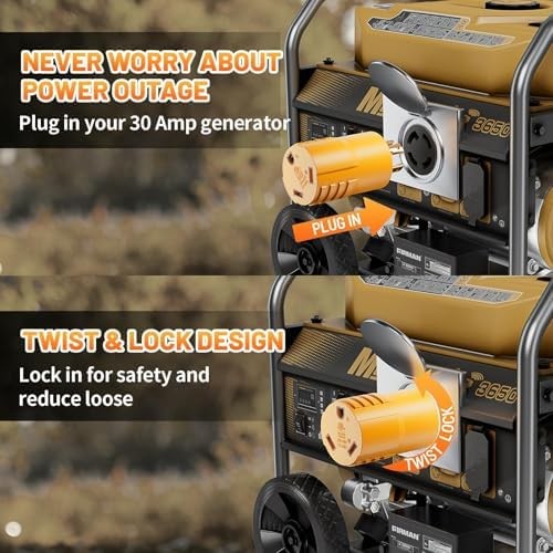 NEMA L14-30P to TT-30R 30 Amp RV Generator Adapter, 4 Prong Locking 120/240V L14