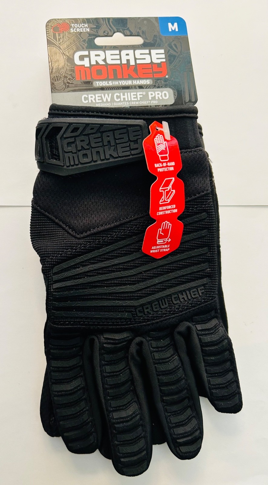 Grease Monkey Pro Crew Chief Gloves Touchscreen Tech 1 Pair Black SIZE:M,L,XL