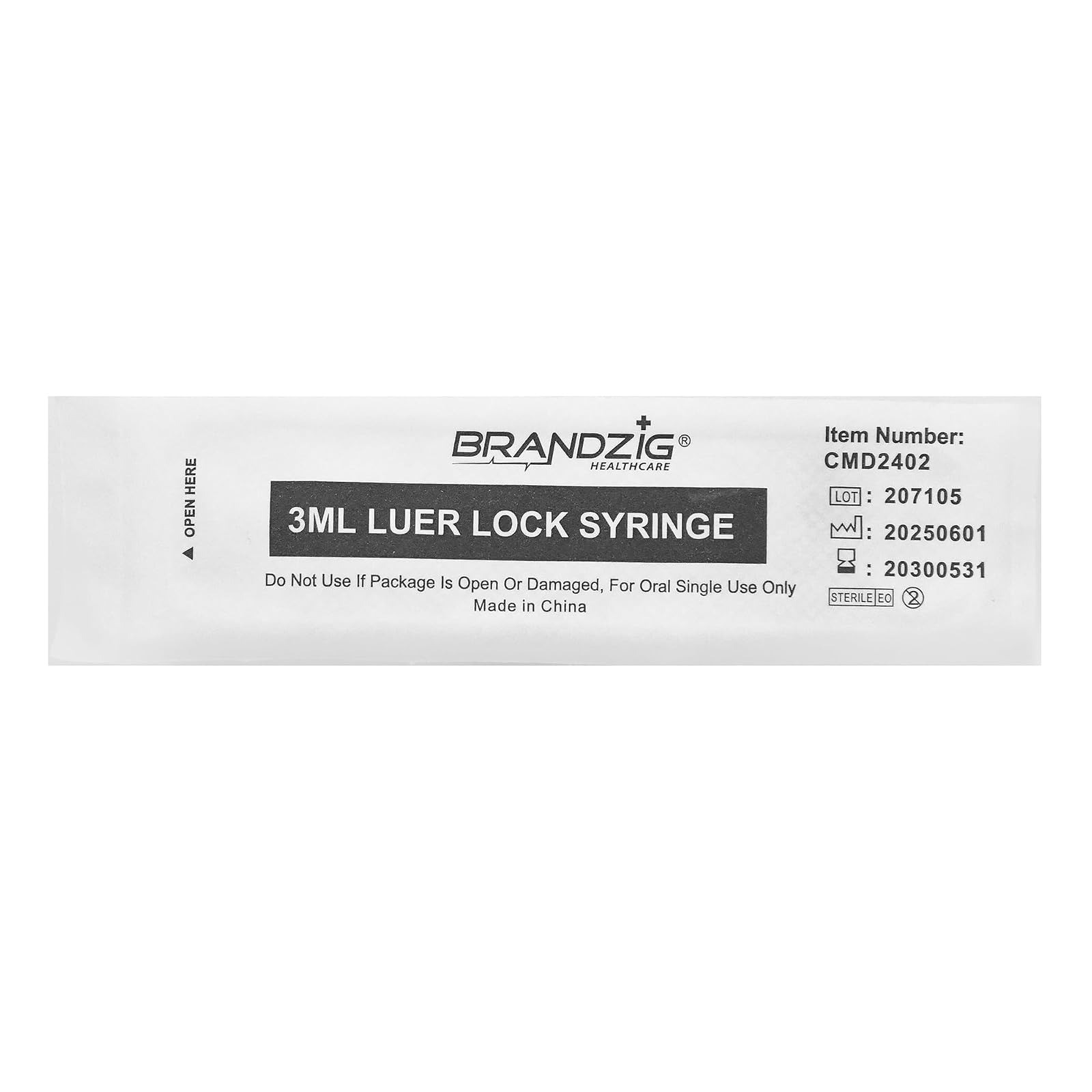 Brandzig 3ml Luer Lock Syringe (No Needle) – 100 Pack, Sterile