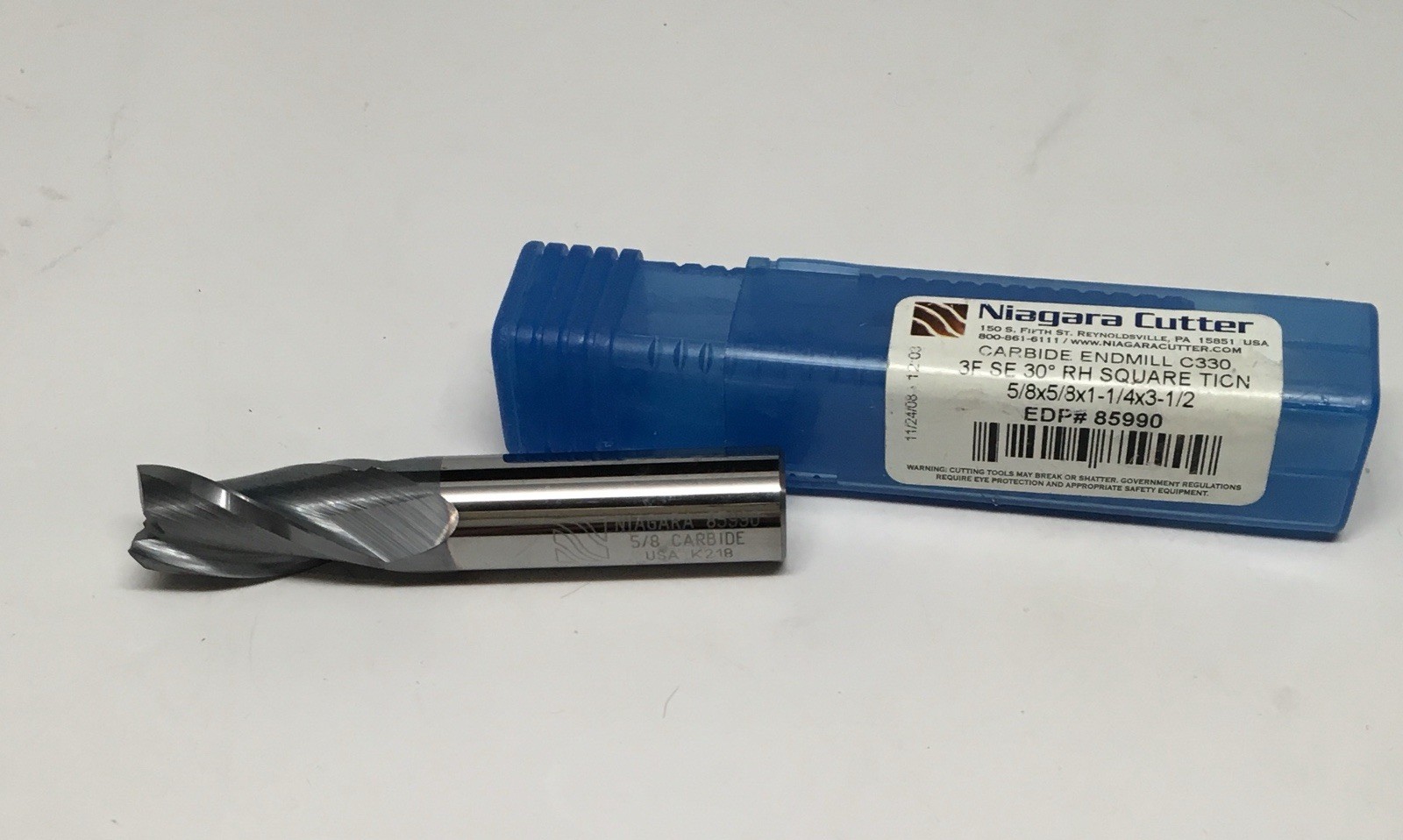 Niagara Cutter Carbide End Mill C330 3F SE 30° RH TiCN 5/8 x 5/8 x 1-1/4 x 3-1/2