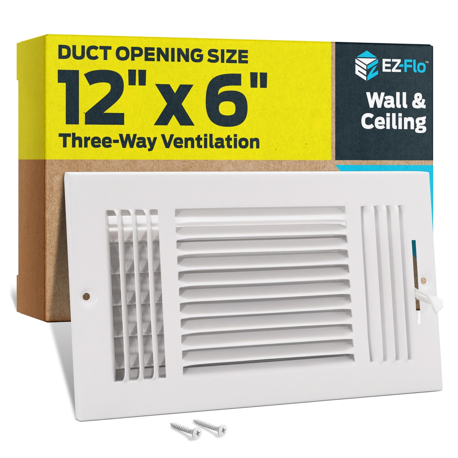 EZ-FLO 12 x 6 Inch (Duct Opening) Air Vent Cover for 12 in. x 6 in., White