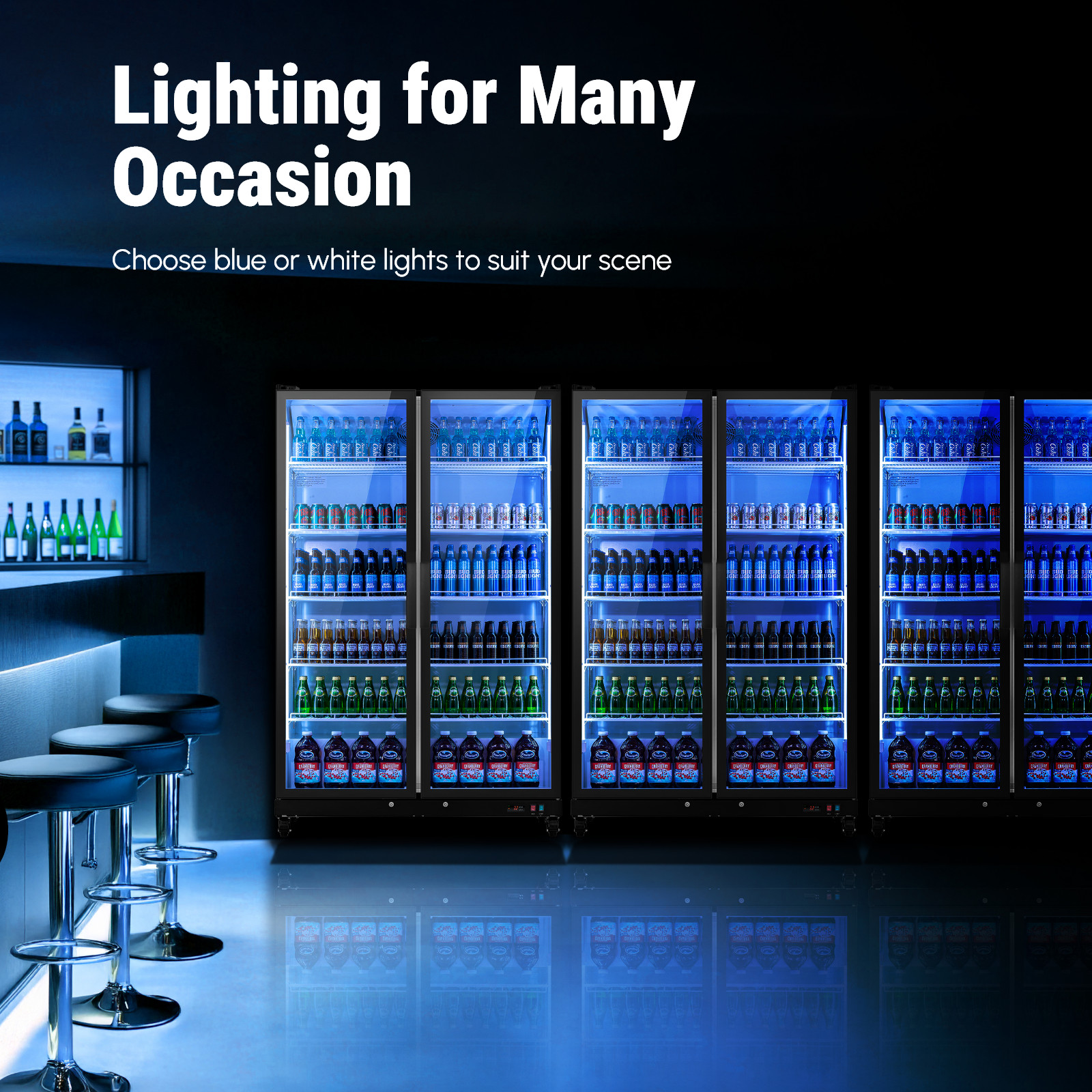 Yeego 37.79 Cu.ft Commercial Display Beverage Refrigerator W/Shleves,Light Store
