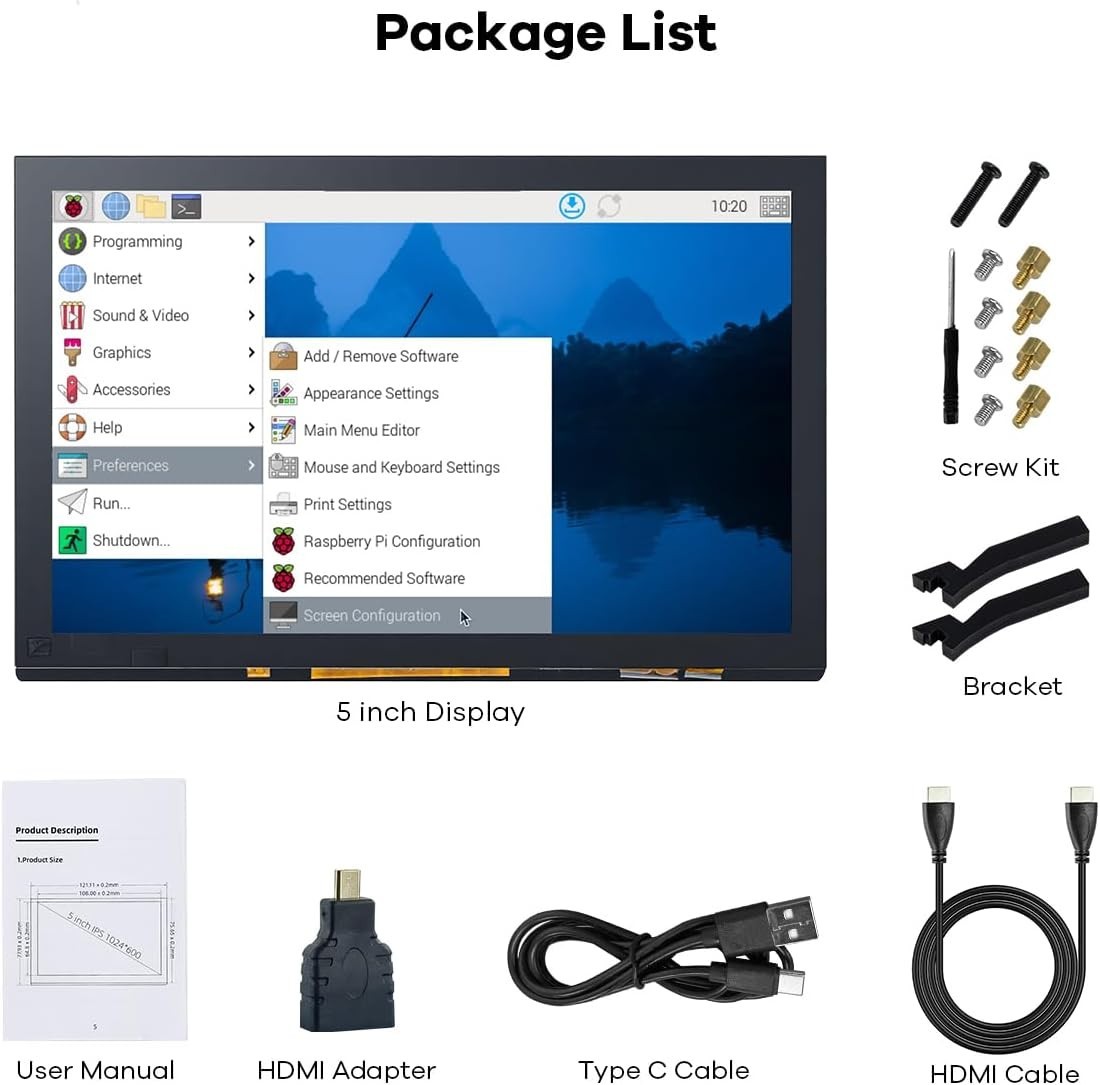 High-Definition 5-Inch HDMI Touchscreen with IPS Display for Gaming & DIY