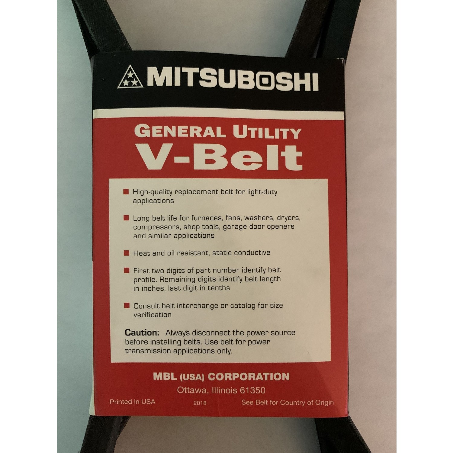 Mitsuboshi FHP 5L440 All Utility V-Belt 0.63in. W X 44in. L /Fractional Motors