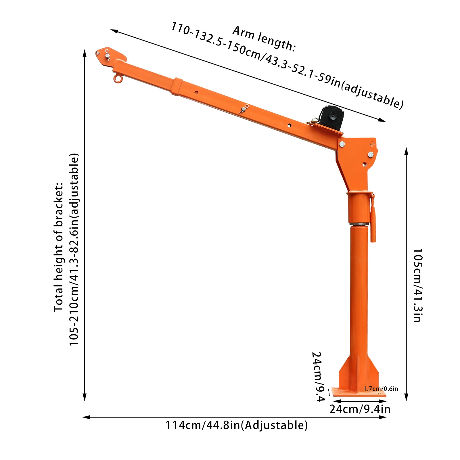 1100LBS Truck-Mount Crane Lift w/12V Electric Winch Pickup Truck Jib Crane Hoist