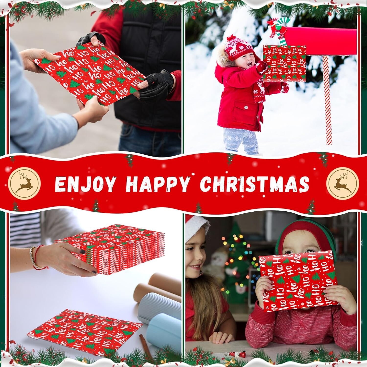 50 Pcs Christmas Poly Bubble Mailers Christmas Padded Envelopes 8.27 x 9.45 Inch