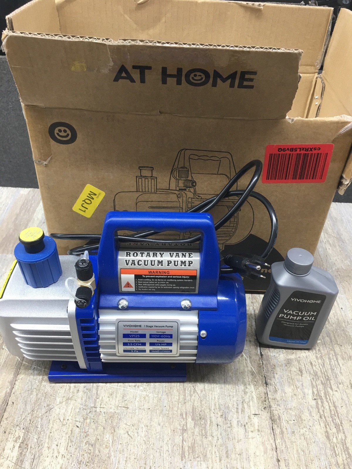 VIVOHOME 110V 1/4 HP 3.5 CFM Single Stage Rotary Vane Air Vacuum Pump VP125
