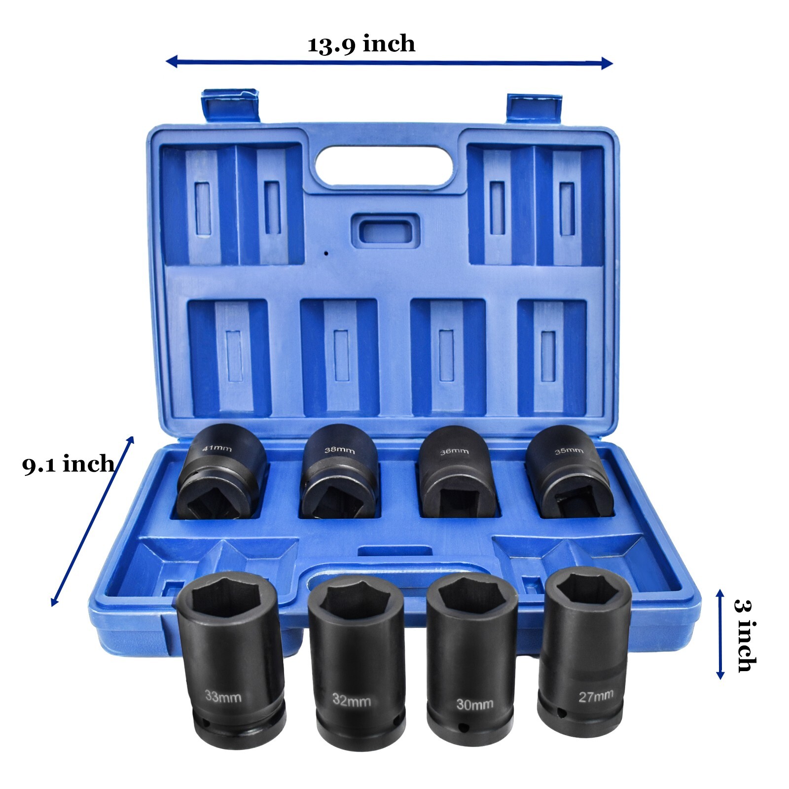 8 Metric Deep Impact Socket 1″ inch Drive 6 Point Universal Hex Jumbo Socket Set