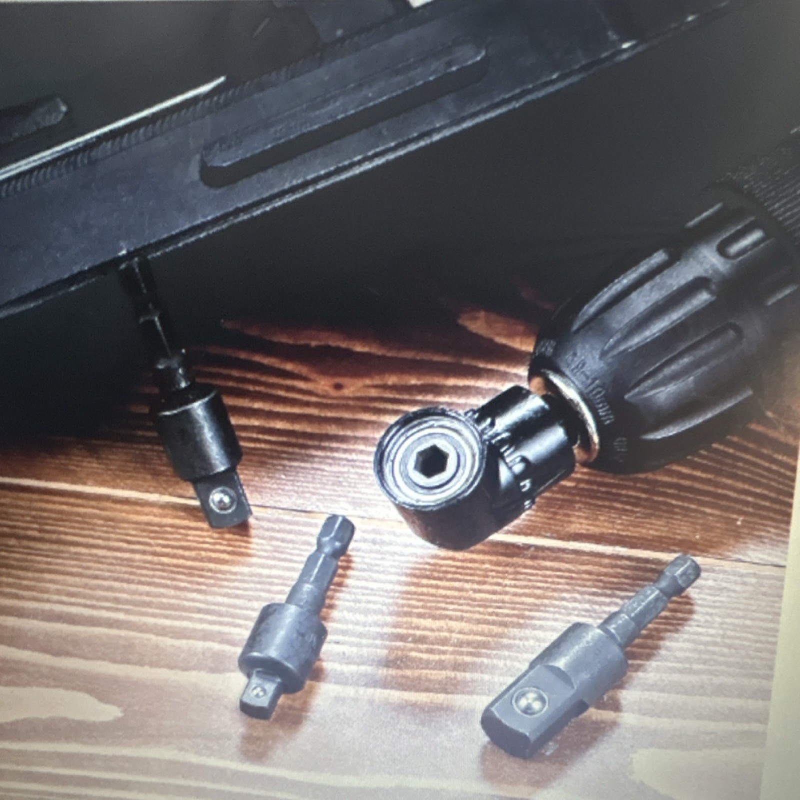 Hex Shank Drill Bit Adapter Set, 105° Right Angle, 1/4 3/8 1/2 Socket, Rotatable