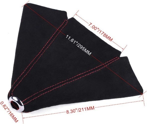 Suede Leather Shift Boot with Red Stitch Manual or Auto Gear Shifter Cover Red