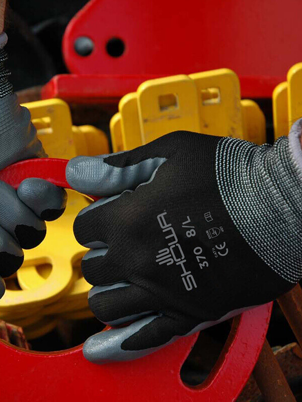 SHOWA ATLAS FIT 370B SIZE MEDIUM BLACK NITRILE WORK GLOVES-FREE SHIPPING!