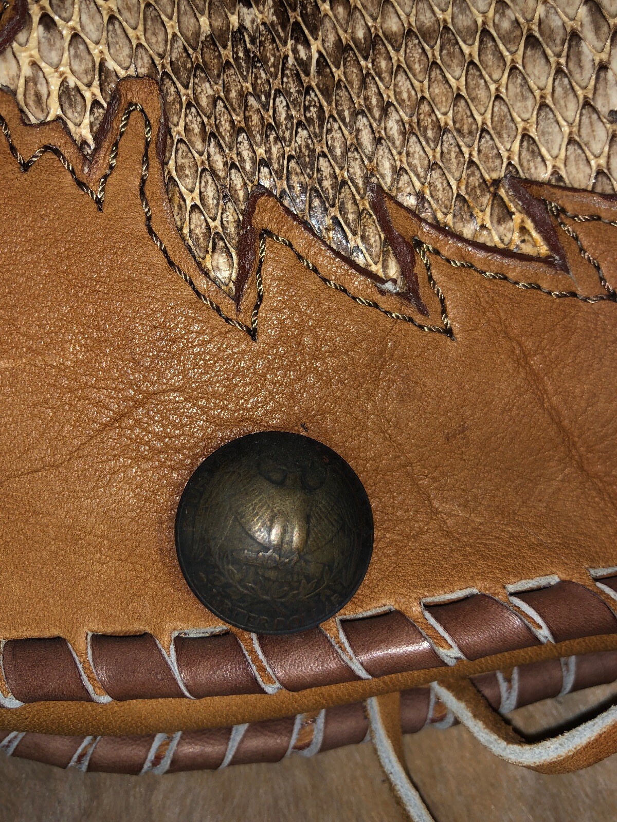 PYTHON SNAKESKIN/LEATHER, SCISSORS, TOOL HAIRDRESSING SHEARS BRUSH COMB BAG