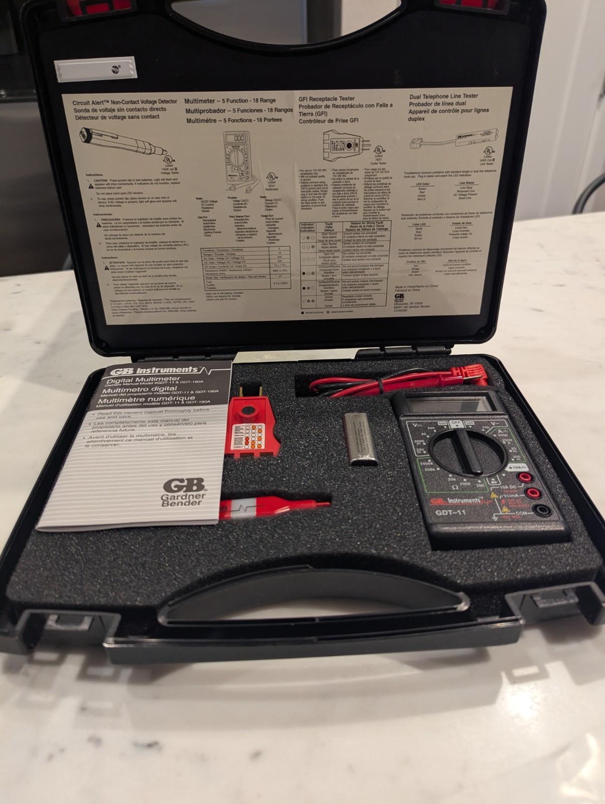 Gardner Bender TK-5 HC CAT III Digital Multimeter Test Kit 600V 10A 2000ct