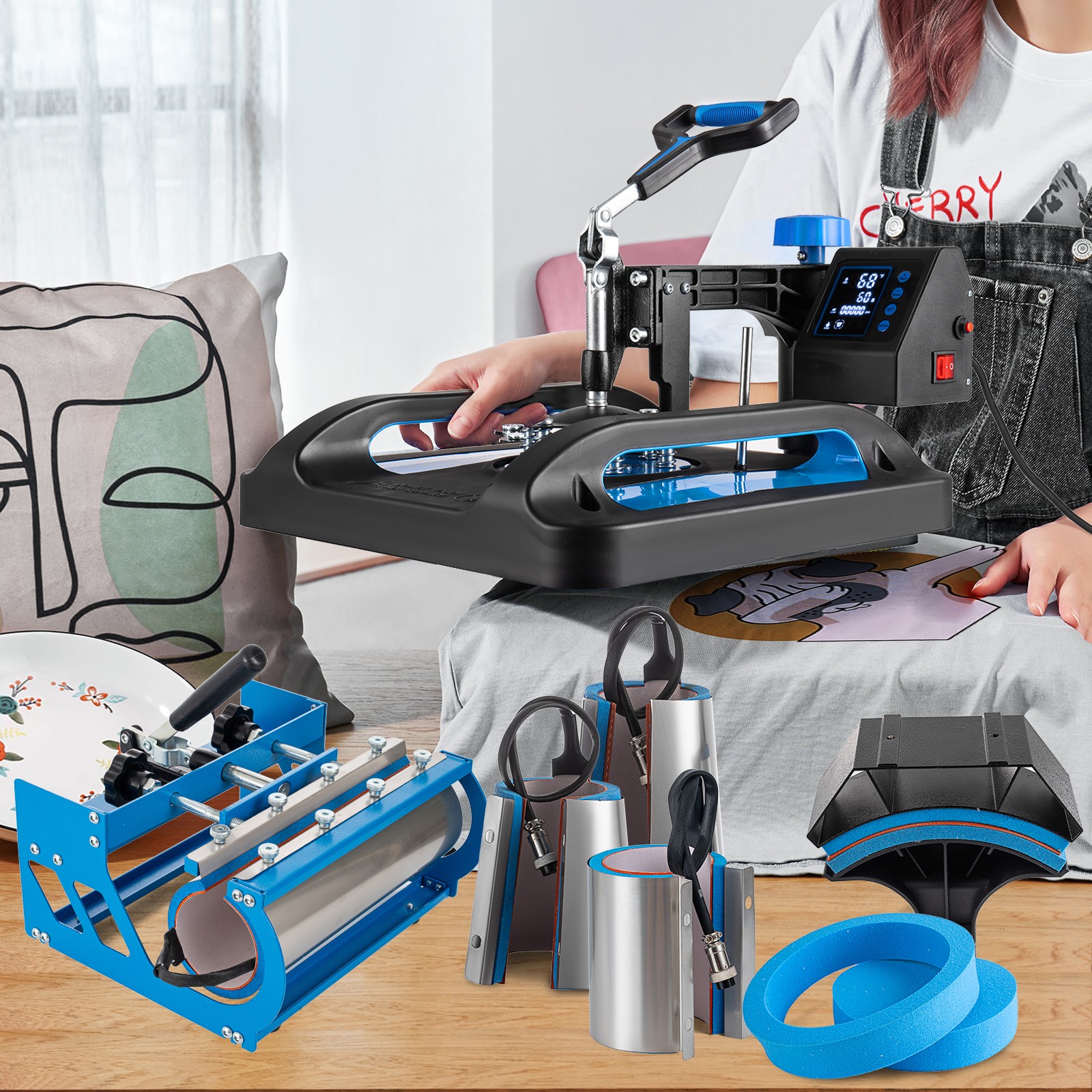 8 in 1 T-Shirt Heat Press Machine 15″x15″ Transfer Sublimation With 30OZ Tumbler