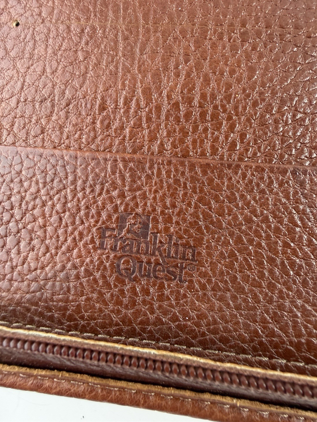 Franklin Quest Brown Pebbled Leather Organizer Planner 7 Ring Binder 11″ X 8.5″