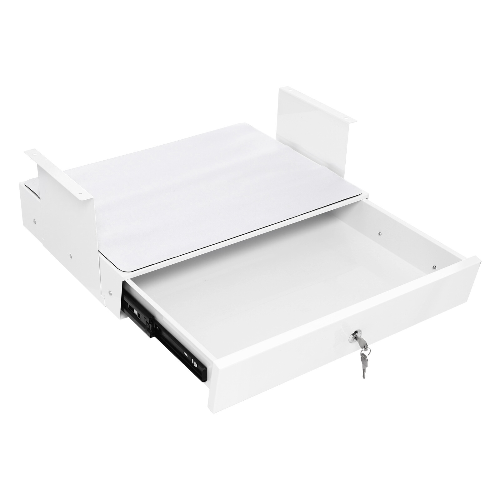 Under Desk Pull-out Drawer Storage Tray with Lock for Desk Organization Office