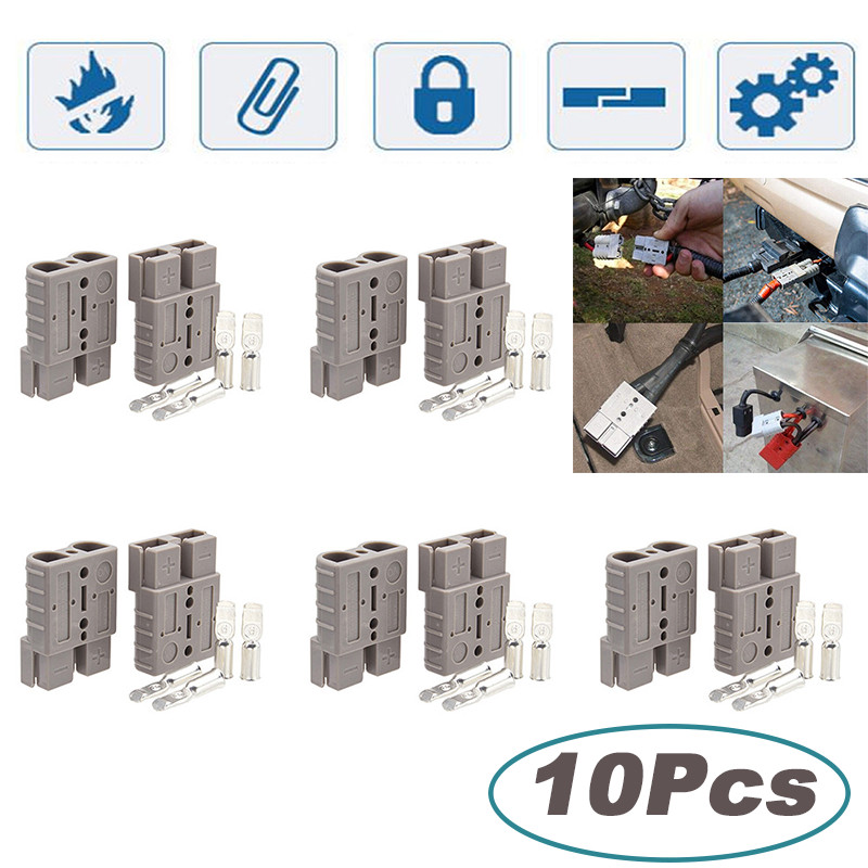 10Pack For Anderson Style Plug Connectors Disconnect DC Power 50 AMP 600V 6AWG