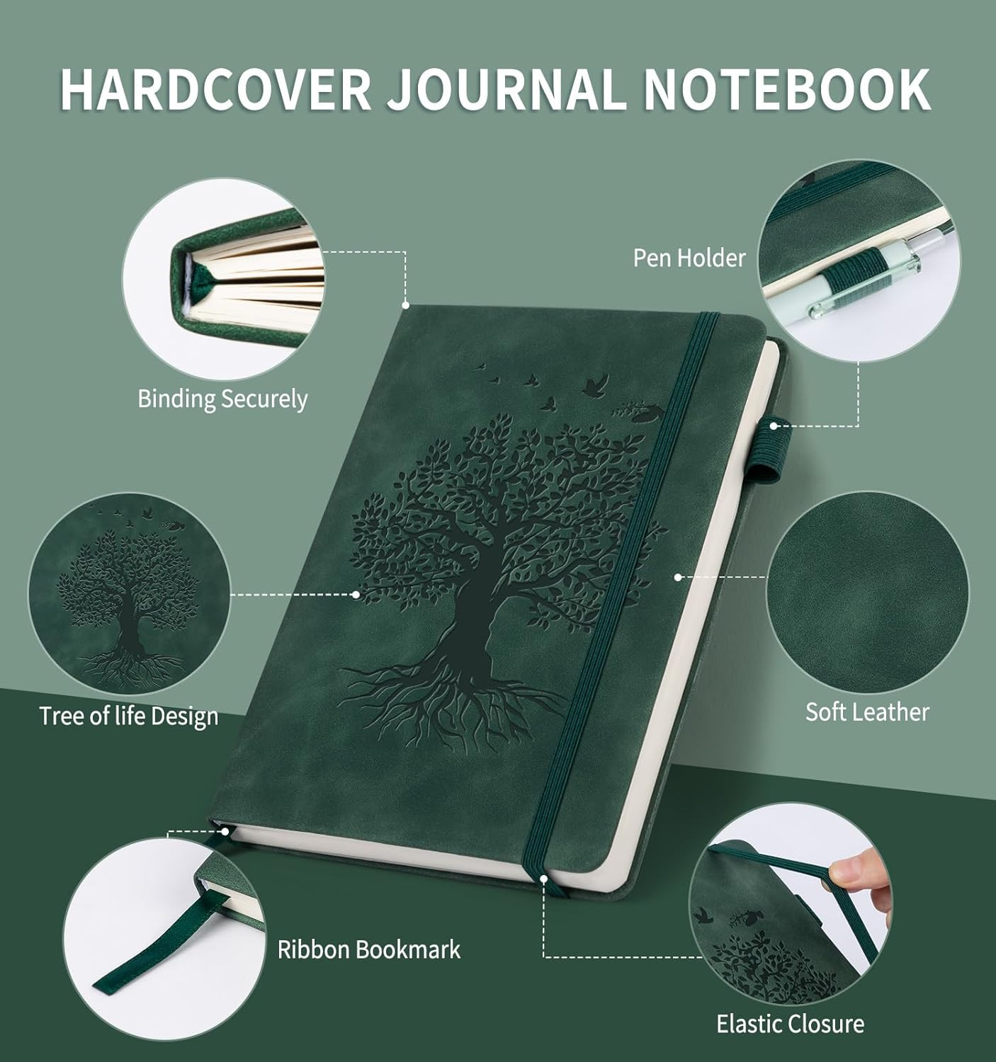A5 Hardcover Lined Journal Notebook 200 Pages Leather Diary