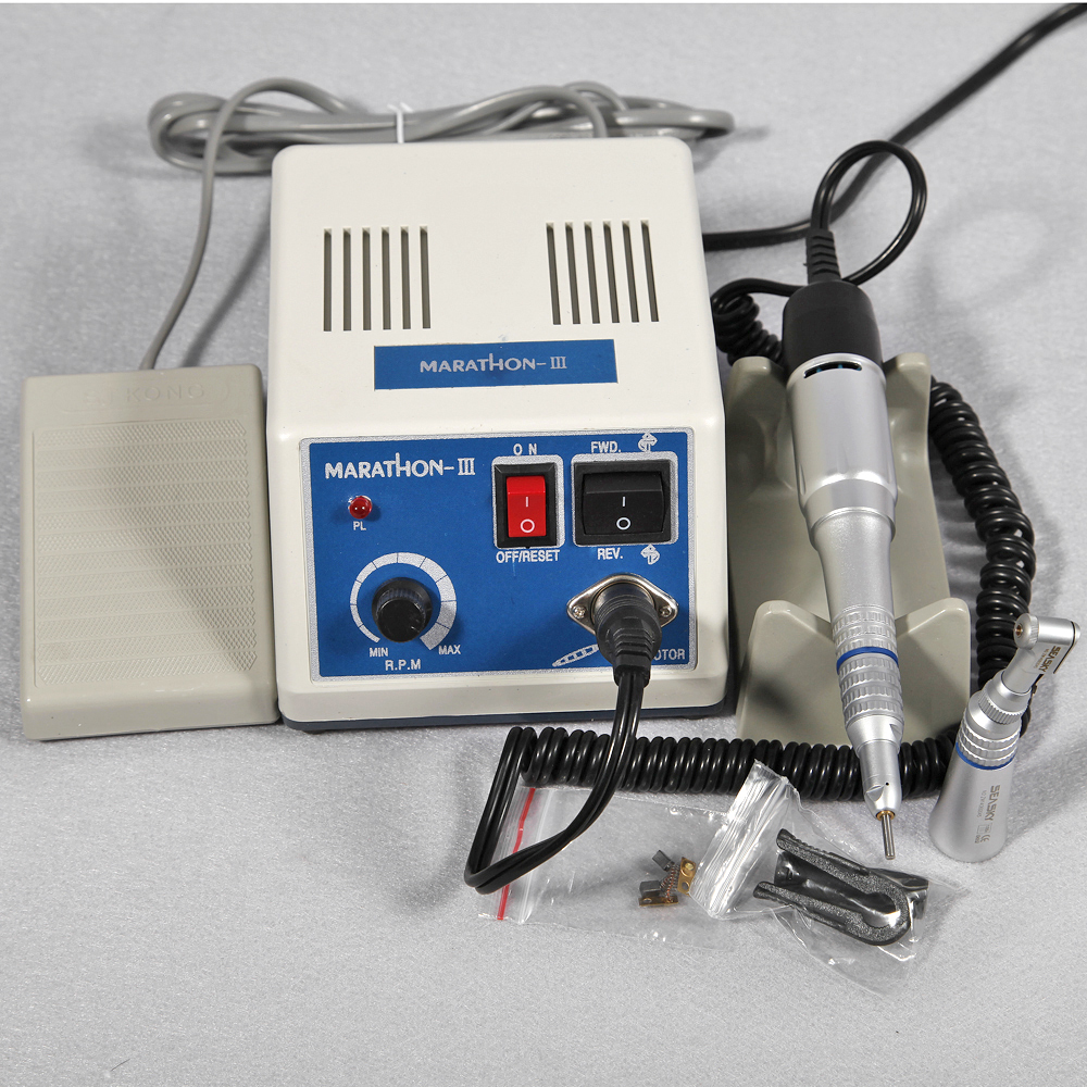 Dental Micro motor Marathon Polisher Machine &10x Drills Burs &35K RPM Handpiece