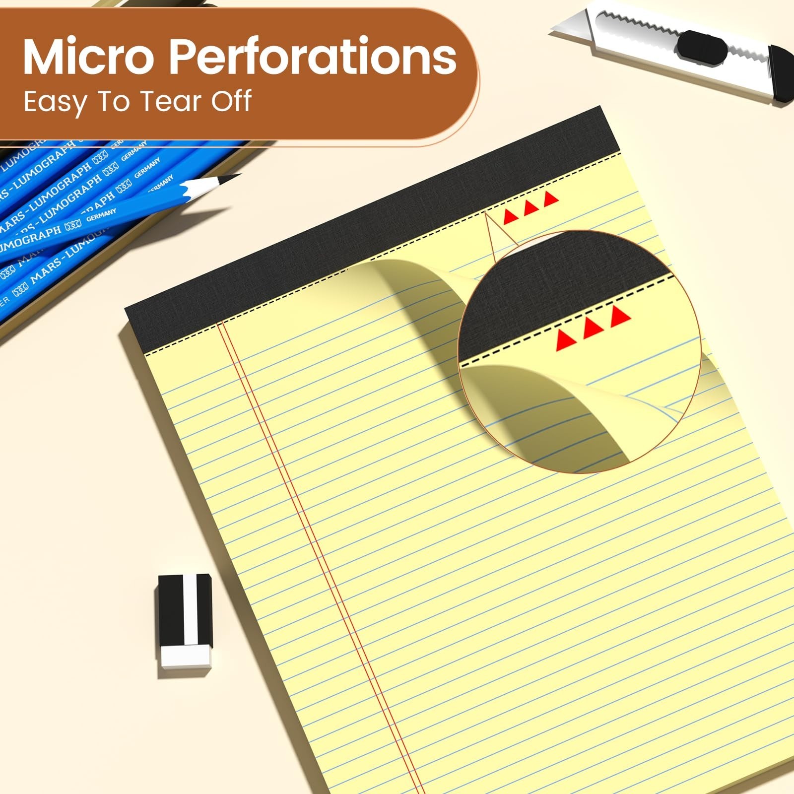Legal Pads 8.5 X11, Narrow Ruled Notepads, 6 Pack, 50 Sheet/Pad | Yellow Lega…