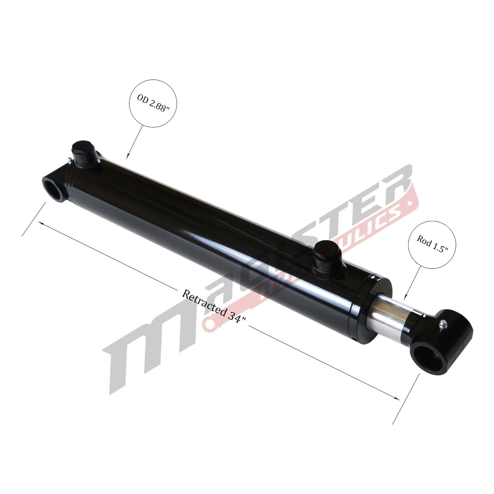 Hydraulic Cylinder Welded Double Acting 2.5″ Bore 26″ Stroke Cross Tube 2.5×26