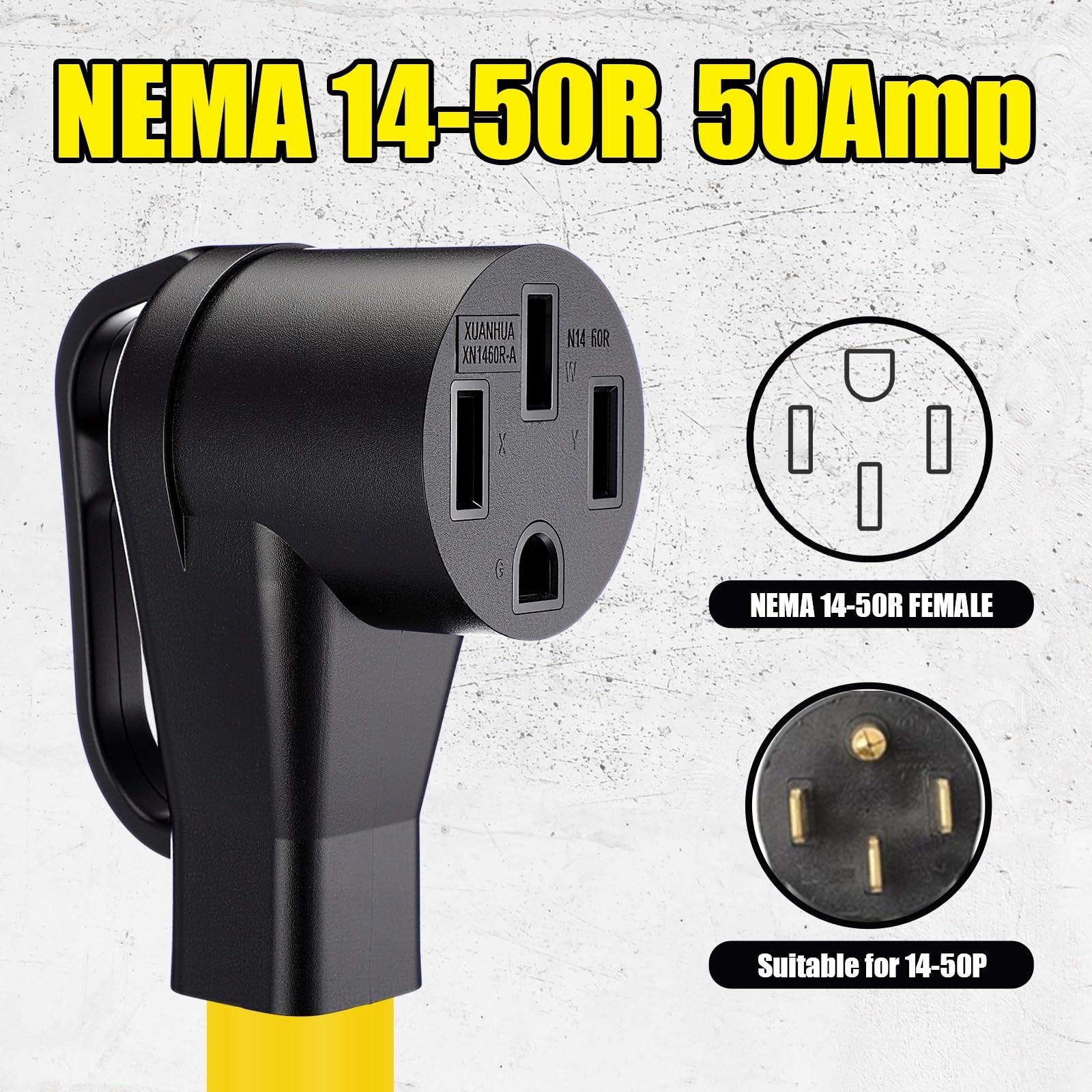 6.6FT NEMA L6-30P to 14-50R EV Adapter Cord 3 Prong 30 Amp L6-30 Locking Plug…