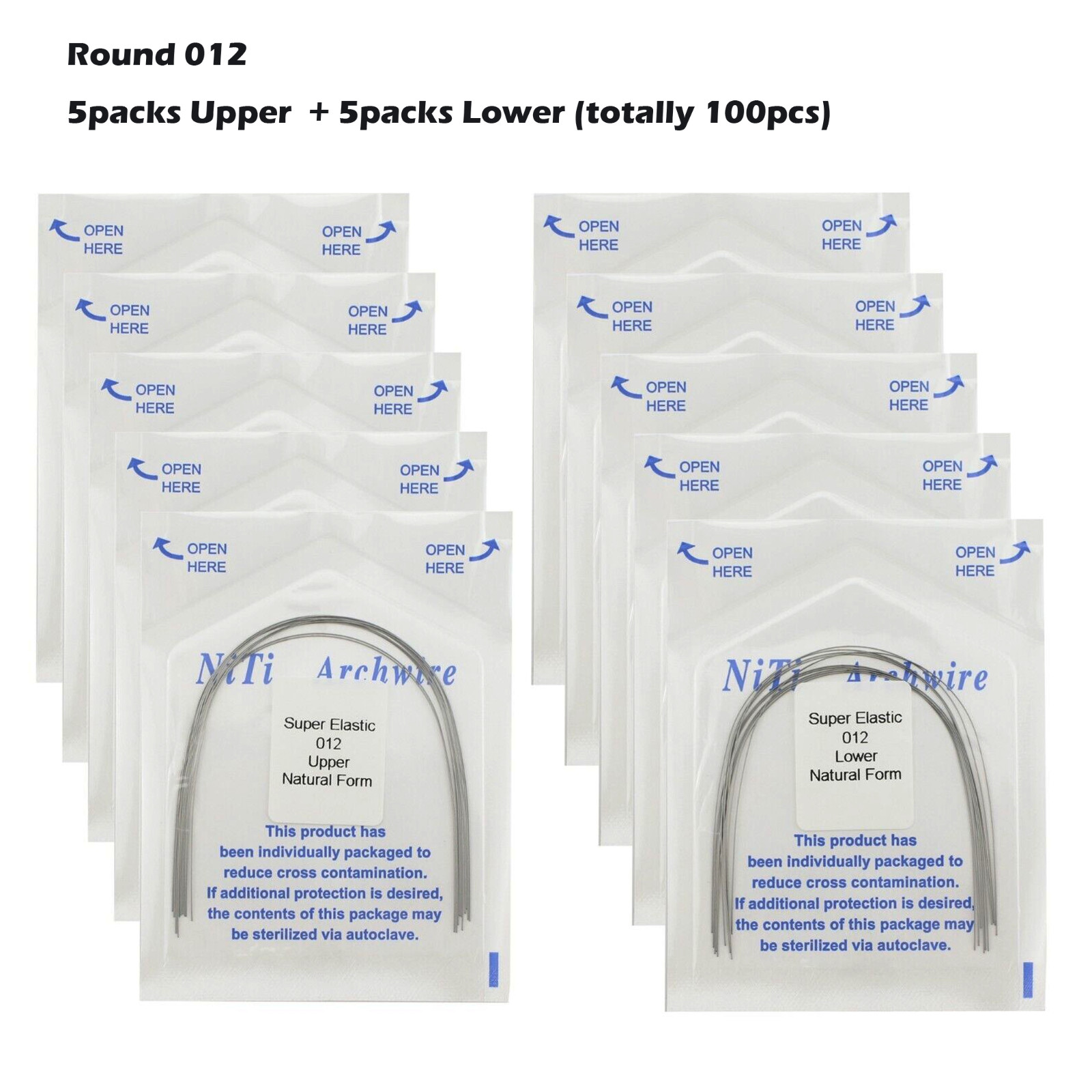 100pcs Dental Orthodontic Arch Wire Super Elastic NiTi Ovoid Natural Form Round